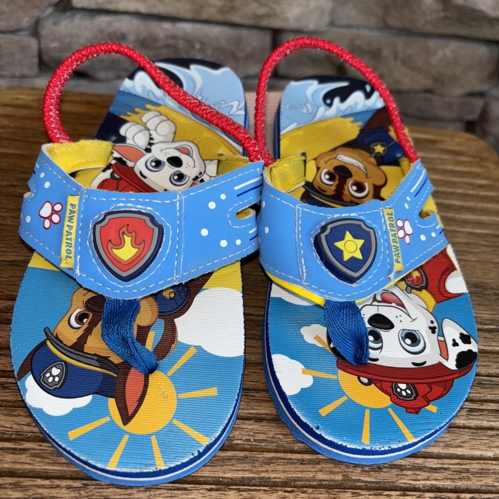 Paw Patrol Toddler Boys License Flip-Flops, Size 11-12 Color Blue